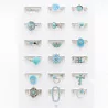 Pack 18 bagues acier inoxydable - argenté bleu